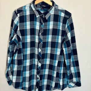Indigo Great Northwest Womens Button Down Shirt Plaid Cowgirl Western Size XL